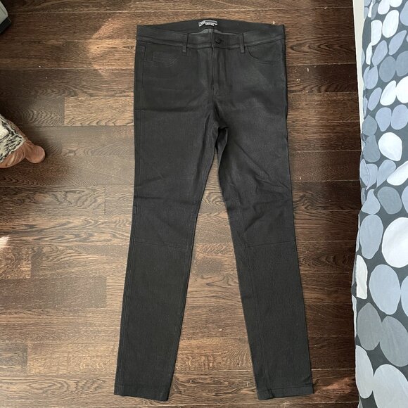 Vince Black Textured Leather Pants Jeans-Size 12 - Picture 1 of 11